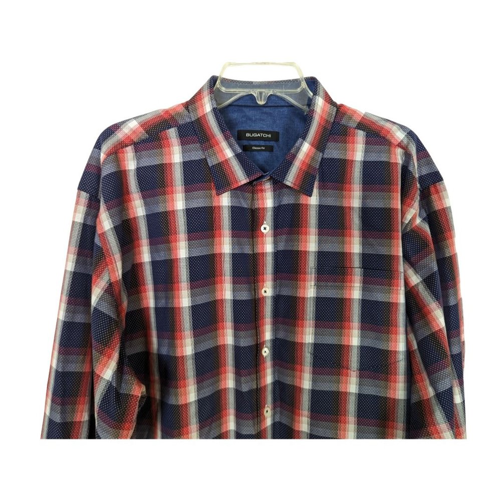 BUGATCHI long sleeve button down plaid career casual men shirt classic fit‎ XXL - Picture 3 of 9